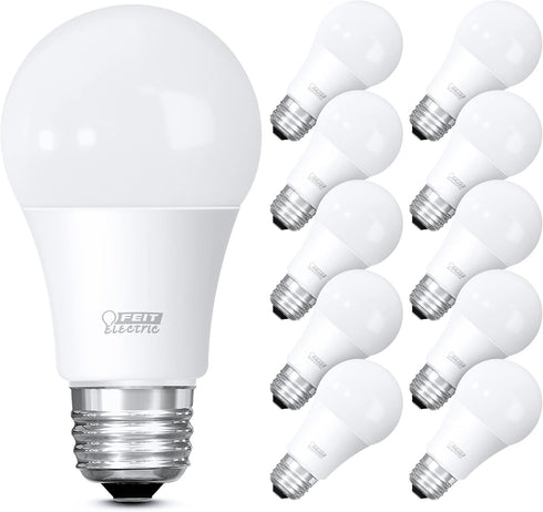 Feit Electric A19 LED Light Bulb, 60W Equivalent, Non Dimmable, 800 Lumens, E26 Medium Base, 3000k Bright White, CRI 90, 10 Year Lifetime, UL List...