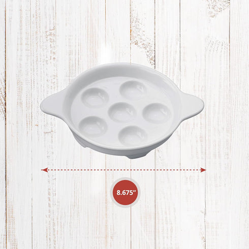Maine Man Footed Escargot Plate with Handles, Fine White Porcelain, 6.5-Inch...