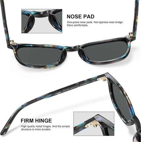 CARFIA Retro Polarized Sunglasses for Men UV400 Protection Classic Square Hand-crafted Acetate Frame...