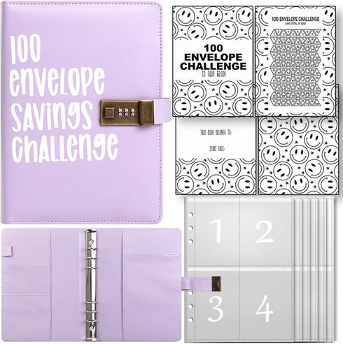 New 100 Envelope Challenge Binder with Password, 100 Envelopes Money Saving Challenge, Envelope Challenge Binder, Fun Way to Save $5,050 Savings (...