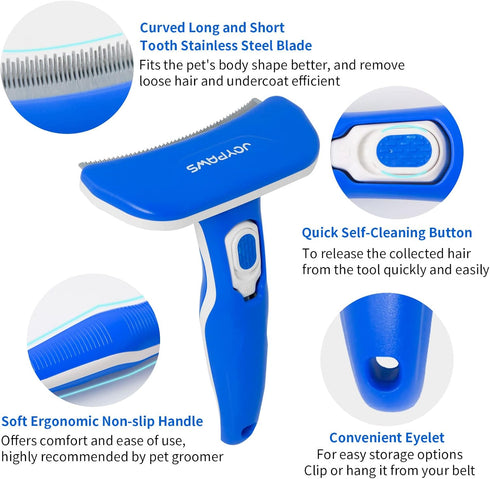 Upgraded Pet Self Cleaning Curved Deshedding Tool, Effectively Reduces Shedding by Up to 95%, Professional Grooming Brush for Small or Medium Dogs...