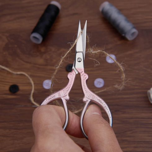 3.6 inch Small Precision Scissors, Sewing scissors with leather sheath cover,Small Stainless Steel craft tools,sewing supplies,Needlework Threadin...