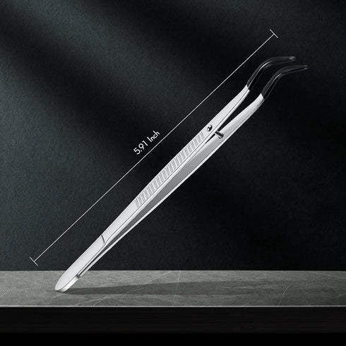 2 Pieces Rubber Bent Tip Tweezers PVC Rubber Coated Soft Non Marring Curved Tweezers Lab Industrial Hobby Craft Jewelry Hobby Coin Stamp Tweezers ...