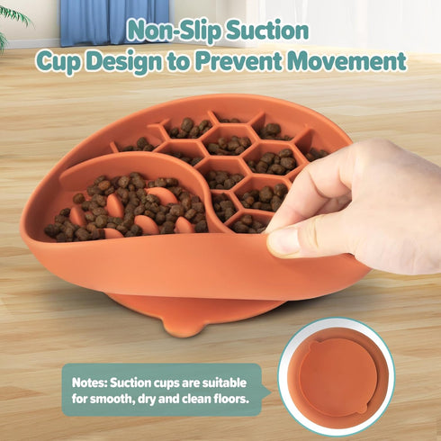Slow Feeder Dog Bowls, Silicone Pet Food Bowls with Suction Cups for Small Medium Breed, Non-Slip Dog Feeding Bowls Slow Down Pet Eating Speed, An...