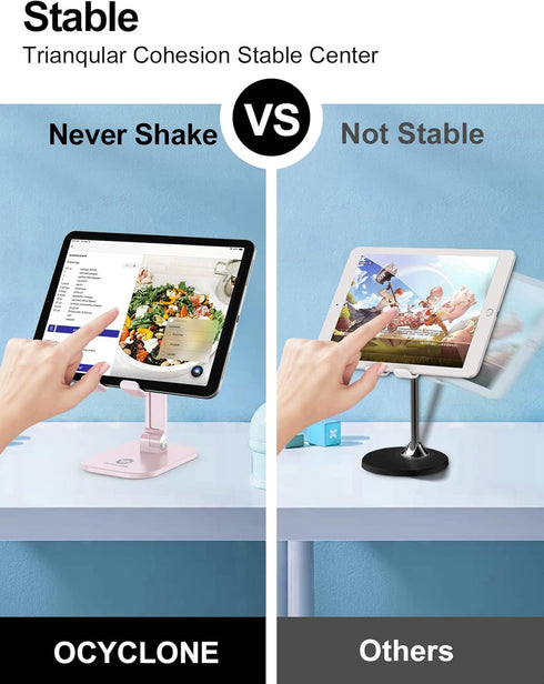 OCYCLONE Cell Phone Stand, Angle Height Adjustable iPhone Stand for Desk, Cell Phone Holder iPad Tablet Stand Compatible with iPhone 15 14 13 11 1...
