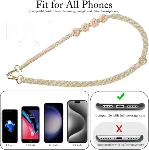 Phone Lanyard, Crossbody Cell Phone Lanyard, Adjustable Gear Beast Phone Holder, Universal Phone Chain Strap for Women Girls, Pink...