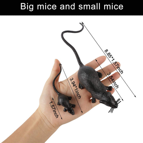 33 PCS Halloween Fake Mouse Toys, Realistic Plastic Mouse Figurines Simulated Big and Small Mouse Models for Halloween Party Decorations Joke Tric...