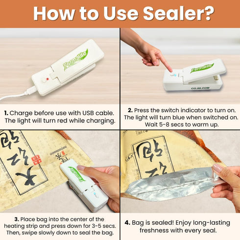 Mini Bag Sealer and Cutter for Potato Chips, Snacks, Plastic Bags - Handheld, Rechargeable Vacuum Seal for Airtight & Freshness...