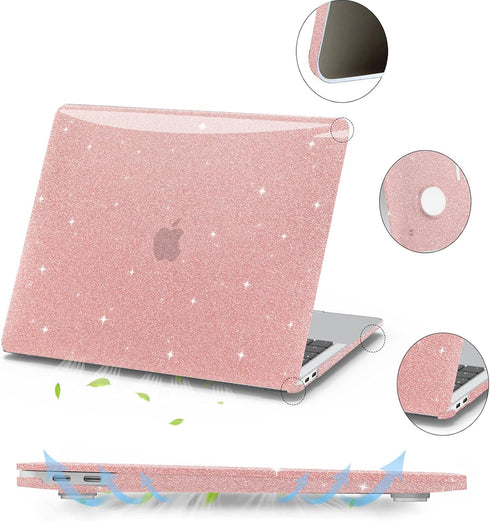 Anban Compatible with MacBook Air 13 inch Case 2022 2021 2020 2019 2018 M1 A2337 A2179 A1932, Glitter Plastic Hard Shell+Keyboard Cover+Screen Pro...
