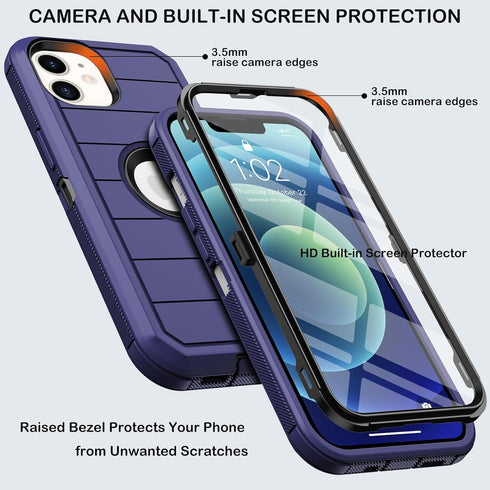 for iPhone 12 Case,iPhone 12 Pro Case with Belt Clip Holster,Built-in Screen Protector,Heavy Duty Shockproof Drop Protection Military Grade Rugged...