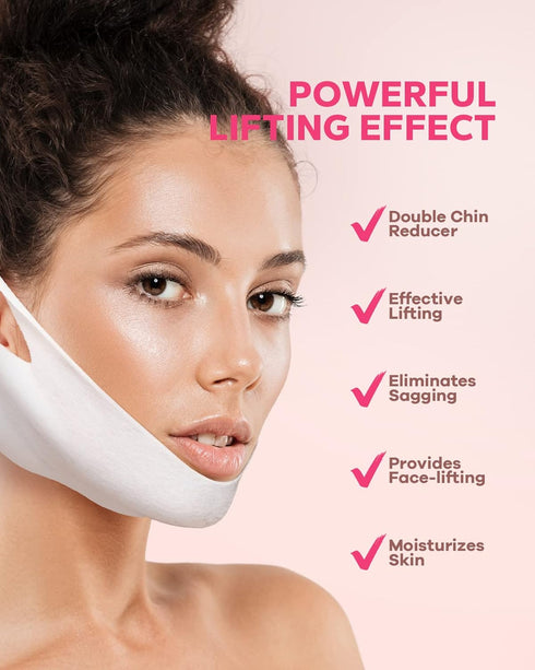 FairyFace V Line Shaping Face Masks (7 Count), Double Chin Reducer, Lifting Hydrogel Collagen Mask with Aloe Vera and Seaweed, Anti-Aging and Anti...