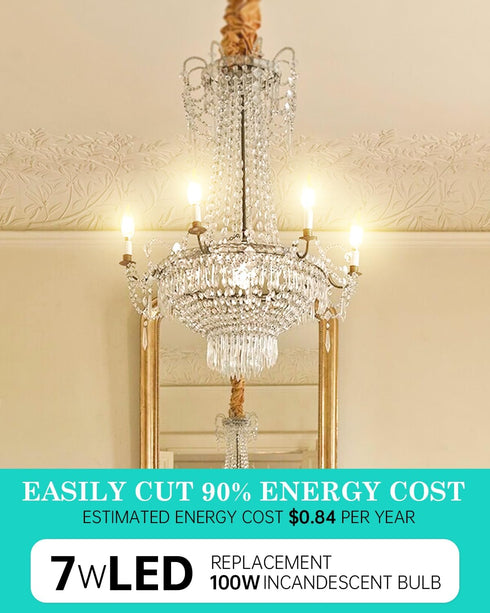 AMDTU E12 LED Bulb 100 Watt, Frosted Candelabra LED Light Bulbs, Dimmable Chandelier Light Bulbs, 2700K Soft White Light Bulbs Warm, 7W Equal 100W...