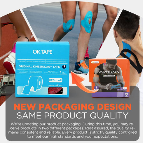 OK TAPE Kinesiology Tape, Basic Original Cotton Elastic Athletic Tape for Support and Recovery, Sports Tape Therapeutic Pain Relief, 2in×16.4ft Un...