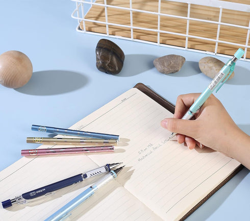 0.9 mm Mechanical Pencil Stationery Set Including 4pcs Mechanical Pencils with 4 Tubes HB Lead Refills and 4pcs Jerry Erasers for Writing Draft, D...