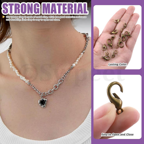 Swpeet 170Pcs Bronze 10mm 12mm 14mm 16mm 18mm Open Jump Rings and 6mm Lobster Clasps Assortment Kit, Perfect Jewelry Findings Kit Fits for DIY Mak...