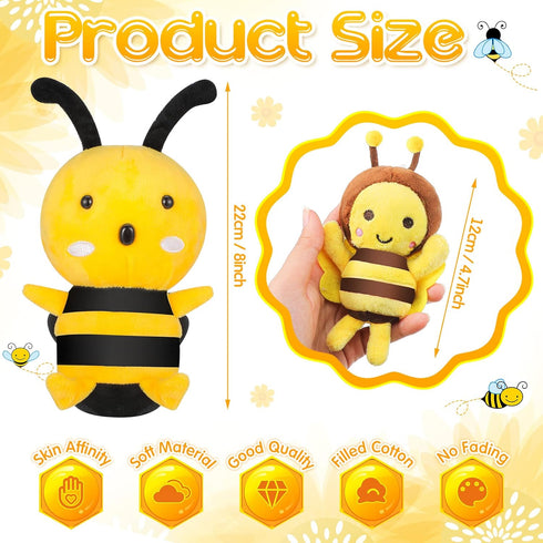 Jerify 6 Pieces Bee Plush Bee Stuffed Animal, Bees Plush with Yellow Toy, Cuddly Large Soft Bee Pillow 2 Sizes 7.87 Inches 4.72 Inches...