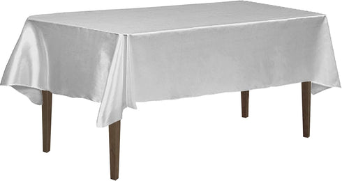 LinenTablecloth 60 x 102-Inch Rectangular Satin Tablecloth Silver...