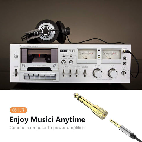 6.35mm (1/4 inch) Male to 3.5mm (1/8 inch) Female Stereo Audio Adapter Converter for Guitar Headphones Amp, Gold Plated 4 Pack...