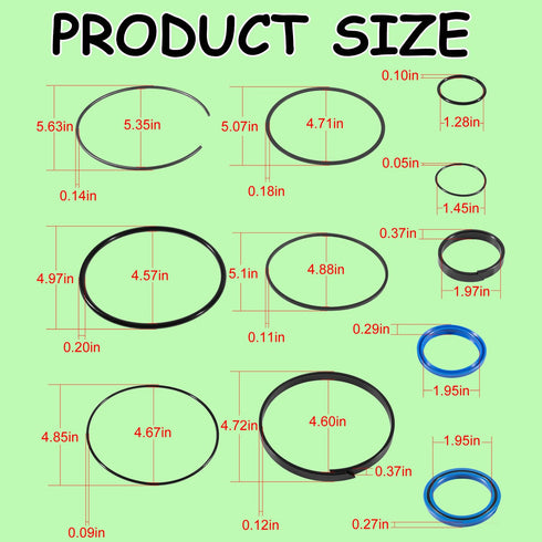 Hydraulic Log Splitter Cylinder Rebuild Seal Kit for 5.0"bore X 2.0" Rod Cylinde...