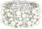 EVER FAITH Women's Wedding Jewelry Austrian Crystal Cream Simulated Pearl Bridal Cuff Bracelet Clear Silver-Tone...