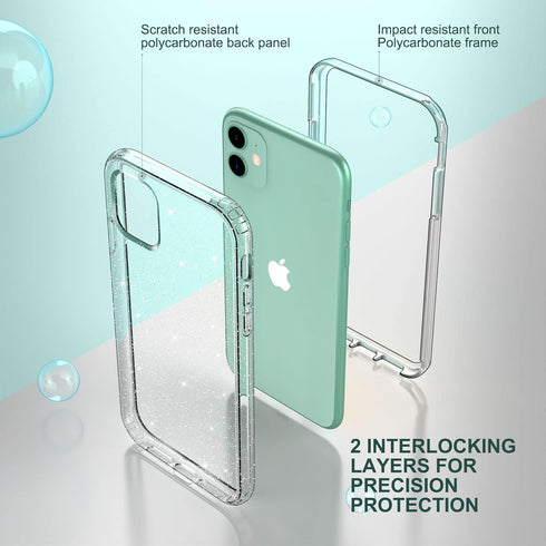 ULAK Compatible with iPhone 11 Case Glitter, Heavy Duty Dual Layer Shockproof Women Girl Sparkle Bling Transparent Protective Phone Cover for iPho...