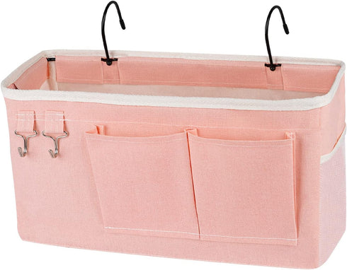 Bedside Storage Caddy/Bedside Hanging Storage Bag for Headboards Bunk Beds Dorm Rooms Book Phone Magazine Holder (Light Pink)...