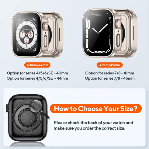 2 Pack 2 in 1 Waterproof Case for Apple watch Series SE SE2 6 5 4 40mm, Straight Edge PC Front & Back Bumper with Tempered Glass Screen Protector ...