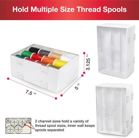 SINGER Double-Sided Thread Spool Organizer - Clear Storage Sewing Box for Embroidery, Craft Room Organization, Stackable Storage Container for Cra...