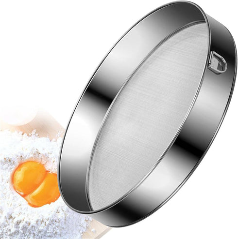Flour Sifter Stainless Steel Fine Mesh Strainers 11.8 Inch 60 Mesh Round Flour Sieve for Baking Cake Bread...