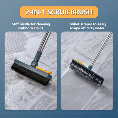 Floor Brush Bathroom Brush Floor Cleaning Brush with Long Handle, Squeegee and Comb for Cleaning Bathrooms, Patios, Garages, Walls and Tiles Brush...
