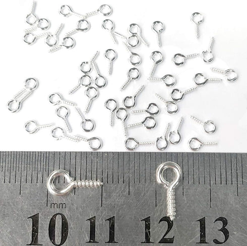 300PCS Mini Screw Eye Pin Pegs, 10 x 5mm Hooks, Self-Tapping Screws for Arts & Crafts, Cork Top Bottles & DIY Jewelry Making (Silver)...