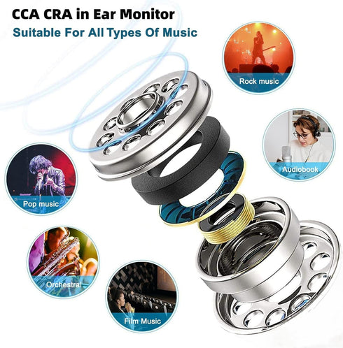 CCA CRA in Ear Monitors Headphones Ultra-Thin Diaphragm Dynamic Driver Super Bass Clear Sound Earbuds Wired IEM Earphones with Detachable Cable fo...