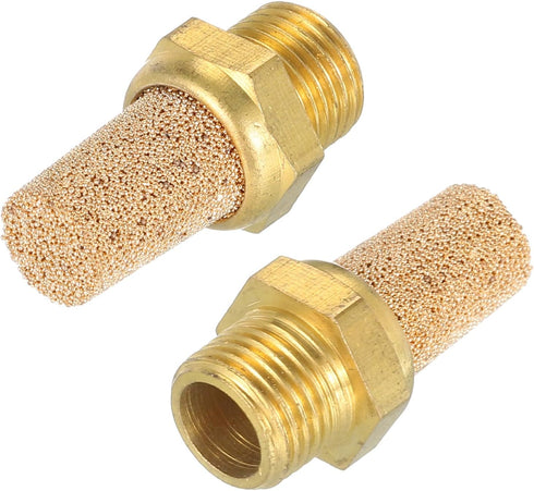 MECCANIXITY Pneumatic Muffle, 1/8" NPT Male Long Exhaust Muffler Solenoid Valve Brass Muffler Noise Silence Air Cylinder Accessories for Valve, 2 ...