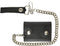 BLACK GENUINE LEATHER Trifold Biker's Wallet ID Card Holder w/Chain Skull...