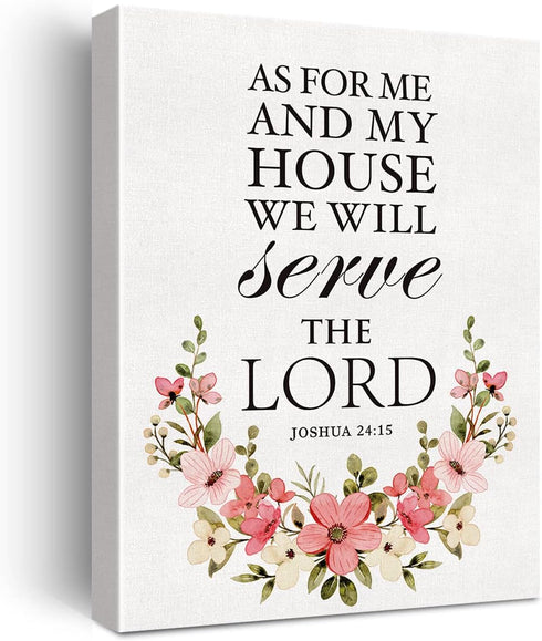 Christian Canvas Wall Art Motivational Joshua 24:15 As for Me and My House Canvas Print Scripture Bible Verse Painting Home Wall Decor Framed Gift...