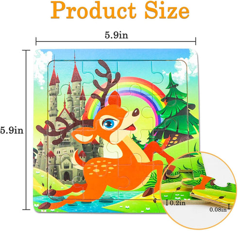 Puzzles for Kids Ages 3-5, 16 Piece Colorful Wooden Puzzles for Toddler Children Learning Educational Puzzles Toys for Boys and Girls (9 Puzzles)...