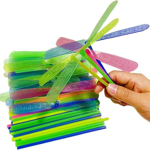 36 Pieces Hand Helicopter Spinner Hand Rub Plastic Propeller Outdoor Flying Plastic Dragonfly Toy Random Color Toy Helicopte...