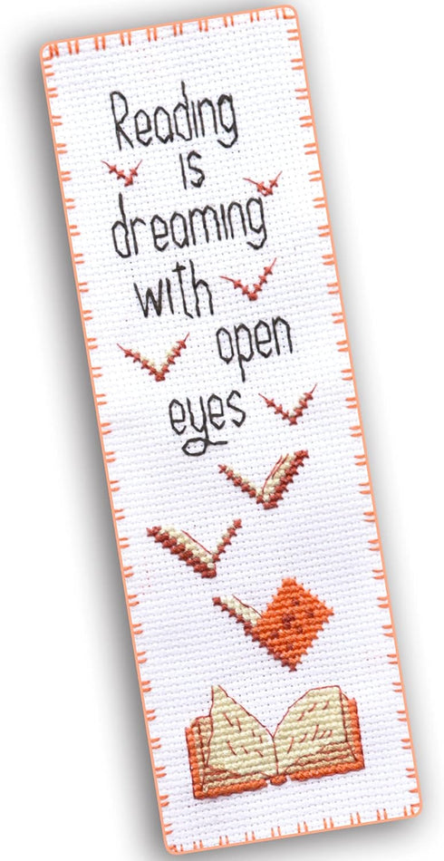 Povitrulya 'Reading is Dreaming' - Embroidery Set for DIY Bookmark - Counted Cross Stitch Kit for Adults with Paper Pattern, 16 Count Aida Canvas ...