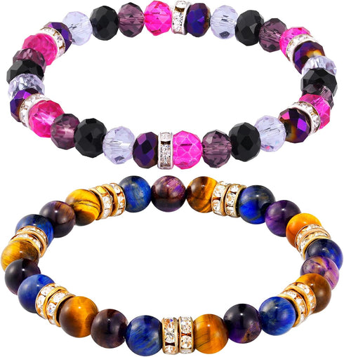 Hicarer 800 Pieces Round Rondelle Spacer Beads Crystal Rhinestone Loose Charm Beads for Jewelry Making(8 mm,Gold, Silver)...