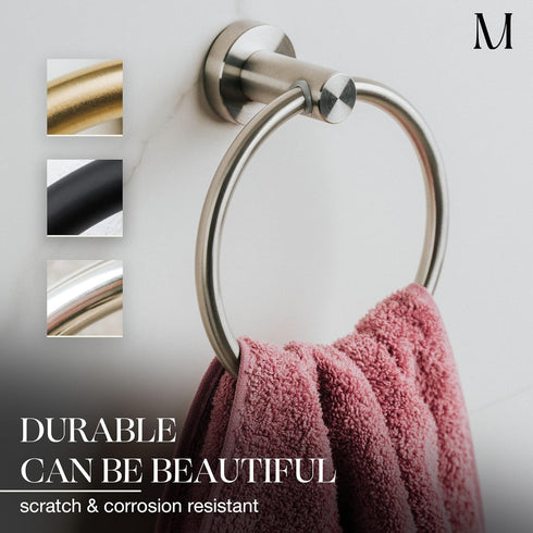 Marmolux Acc Brushed Towel Ring for Bathroom - Hand Towel Holder for Bathroom Wall - SUS304 Stainless Steel Bathroom Towel Rack Hardware Set....