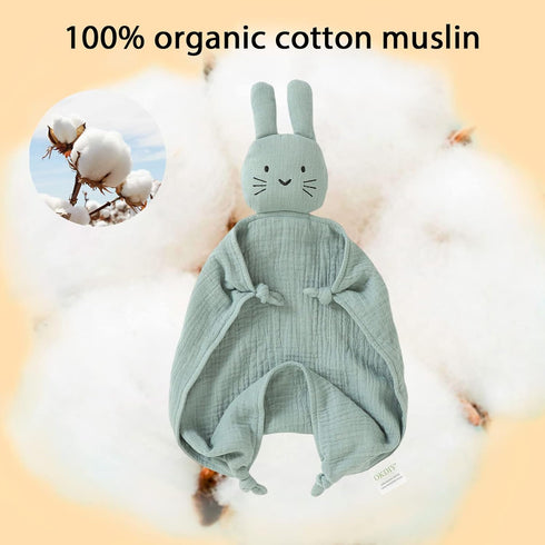 Organic Cotton Bunny Loveys for Babies,Newborn Baby Lovey Security Blanket,Lovies for Babies New Born Baby Unique Neutral Gifts Boys and Girls (Bu...