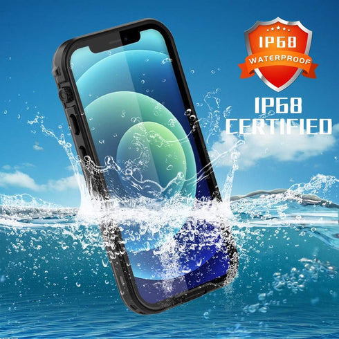 Waterproof Case for iPhone 12 Selected Waterproof IP68 Certified with Kickstand, Compatible with Magsafe Case Bulit-in Protector Shockproof Snowpr...