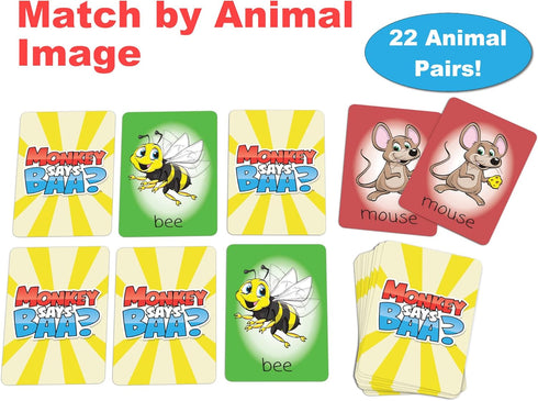 Monkey Says Baa? Animal Matching Game for Kids Ages 4+, Play Traditional Matching or Match to Mimicked Animal Sounds...