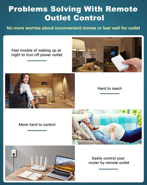 Remote Control Outlet, ELECTOP 15A/1500W, Wireless Outlet Power Switch, No Wire Long Range Electrical Switch Plug in On/Off for Lights, Fans, Chri...