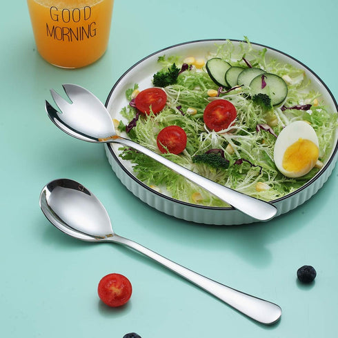 Berglander Salad Server Set, Stainless Steel Salad Serving Set, Salad Servers, Salad Spoon, Salad Fork, Pack of 2 (Shiny Silver)...