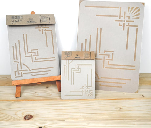 NAKLEO DIY Reusable Plastic Stencil - Art Deco Frames Borders 1 - Art Craft Wall Painting Pattern Template Scrapbooking Decoupage - Fabric Furnitu...