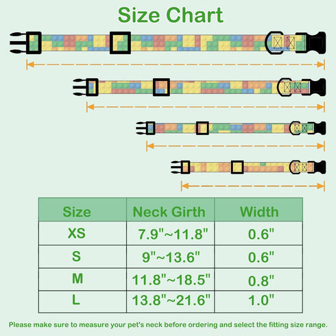 Faygarsle Dog Collar for Small Medium Large Dogs Colorful Puppy Collars for Female Dogs Toy Building Blocks Patterned Pet Collars for Summer Sprin...