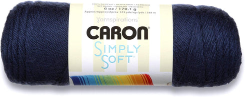 Caron Simply Soft Solids Yarn (4) Medium Gauge 100% Acrylic - 6 oz - Dark Country Blue - Machine Wash & Dry...