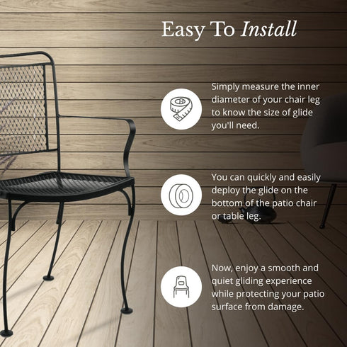 Sunnliand Patio 1-1/2" Deluxe Wrought Iron Chair Glides, Protect Your Outdoor Furniture, Chair Leg Floor Protectors, Floor Protector, Pack of 16, ...