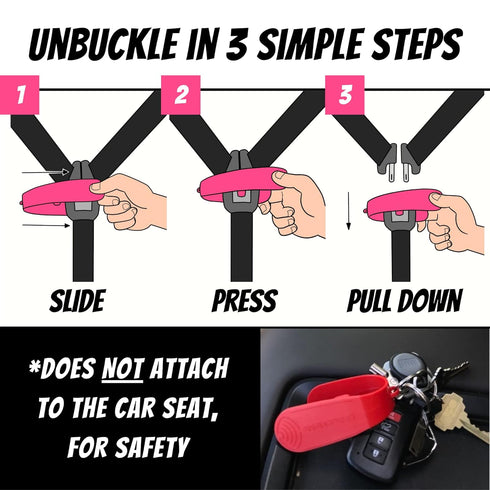 UnbuckleMe Car Seat Buckle Release Tool - Easy Opener Aid for Arthritis, Long Nails, Older Kids - Button Pusher for Infant, Toddler, Convertible 5...